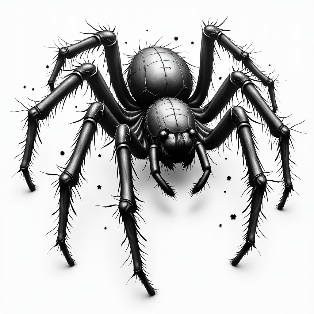 Spiderin graffiti style tattoo, featuring bold and dynamic street art elements, spray-paint texture with exaggerated lines and expressive, chaotic brushstrokes, intricate lettering incorporated with graffiti tags, symbols like hearts, stars, and wings - Variation 3