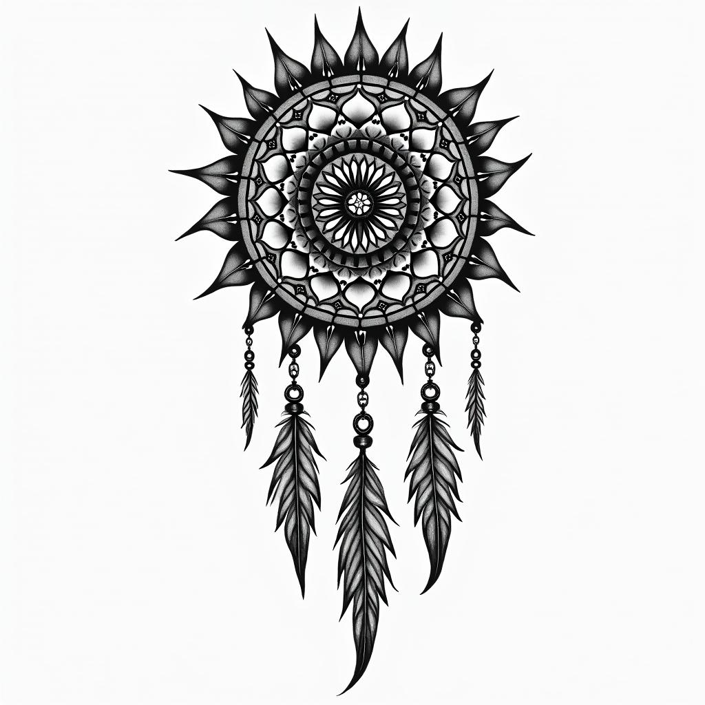 Dream catcherhigly detailed tattoo - Variation 6