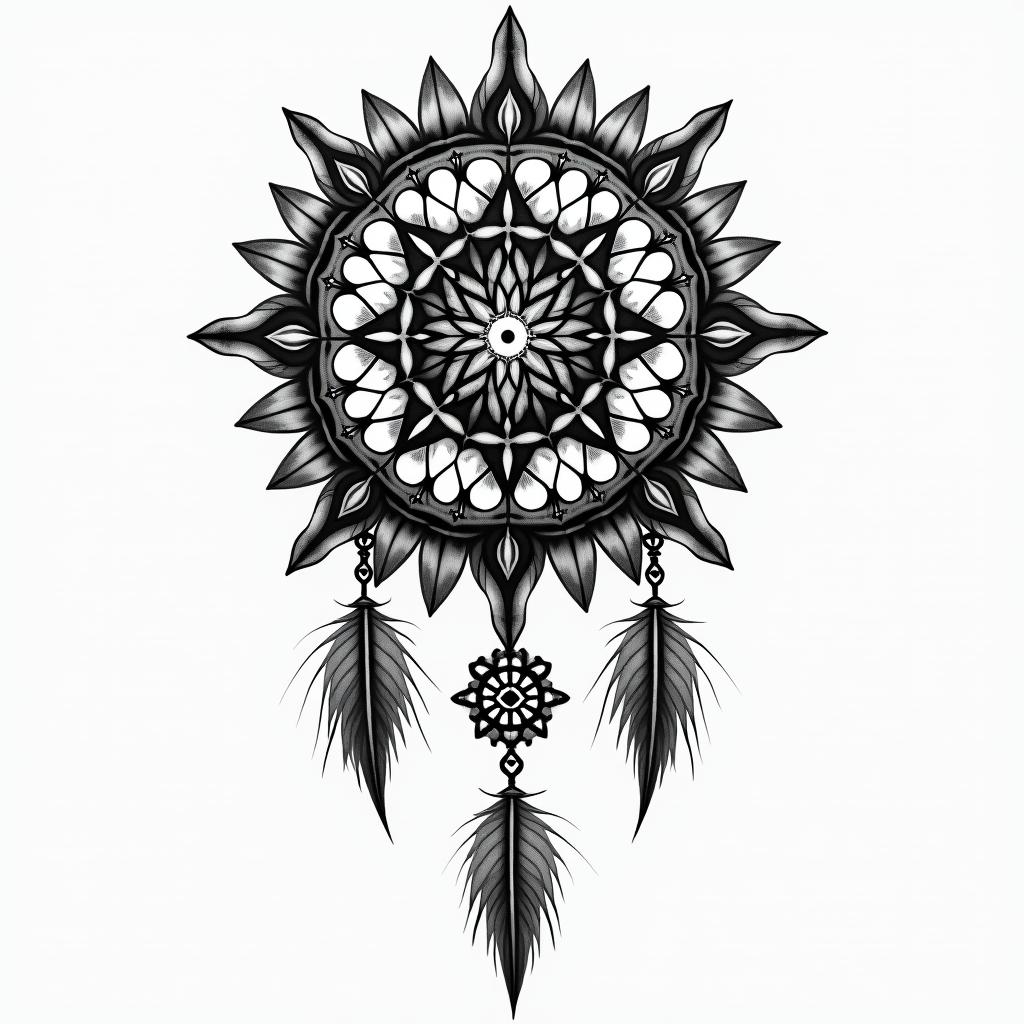 Dream catcherhigly detailed tattoo - Variation 8