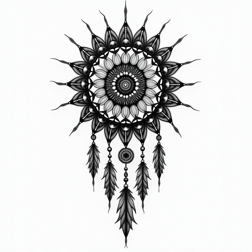 Dream catcherhigly detailed tattoo - Variation 5