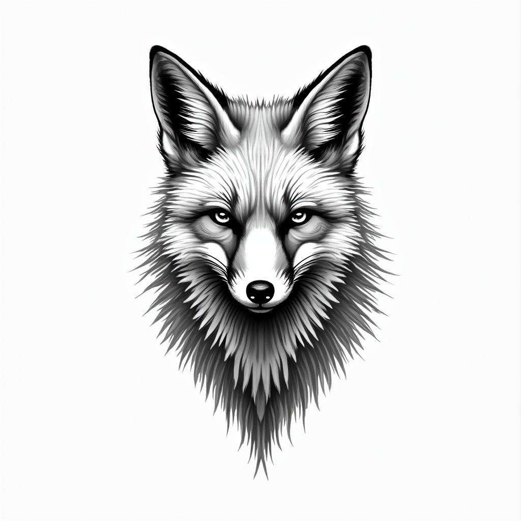 Fox animalhigly detailed tattoo - Variation 3