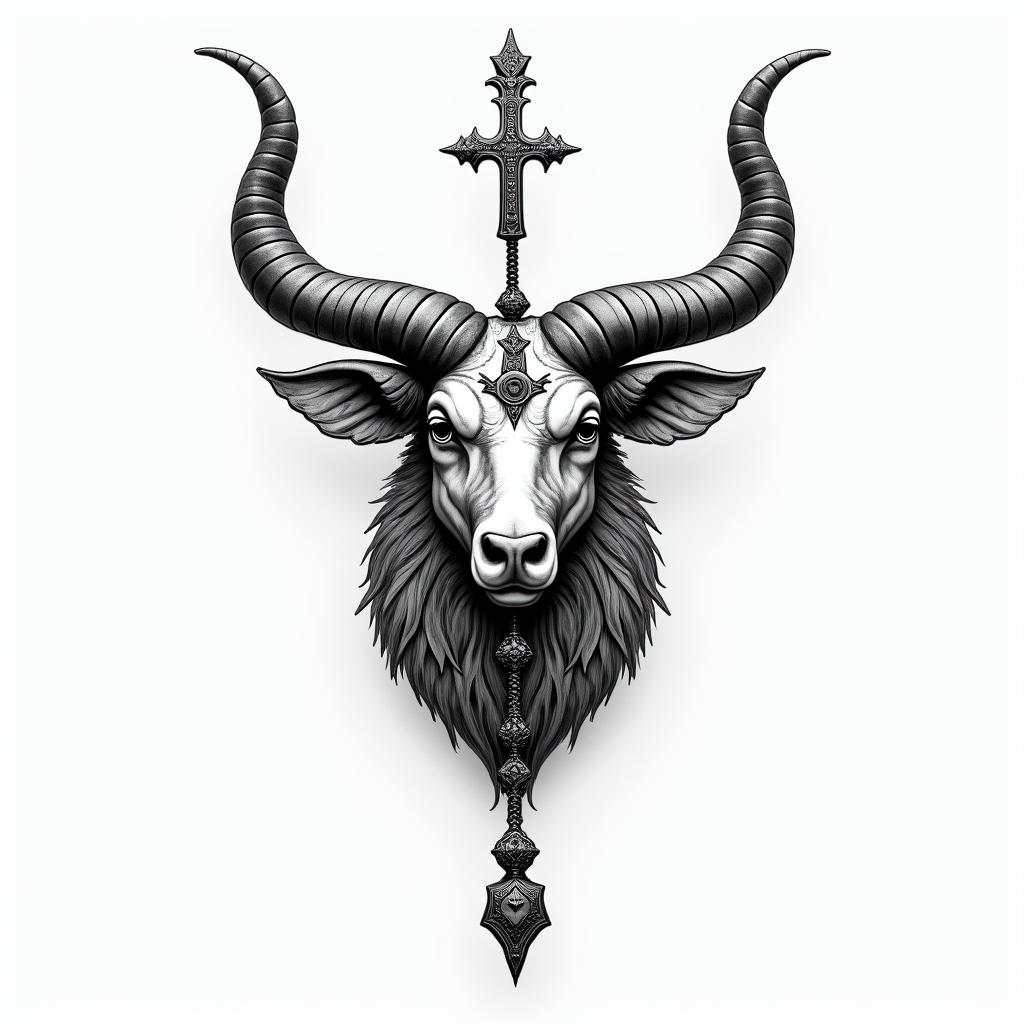 Taurus symbol and a rosaryhigly detailed tattoo - Variation 2
