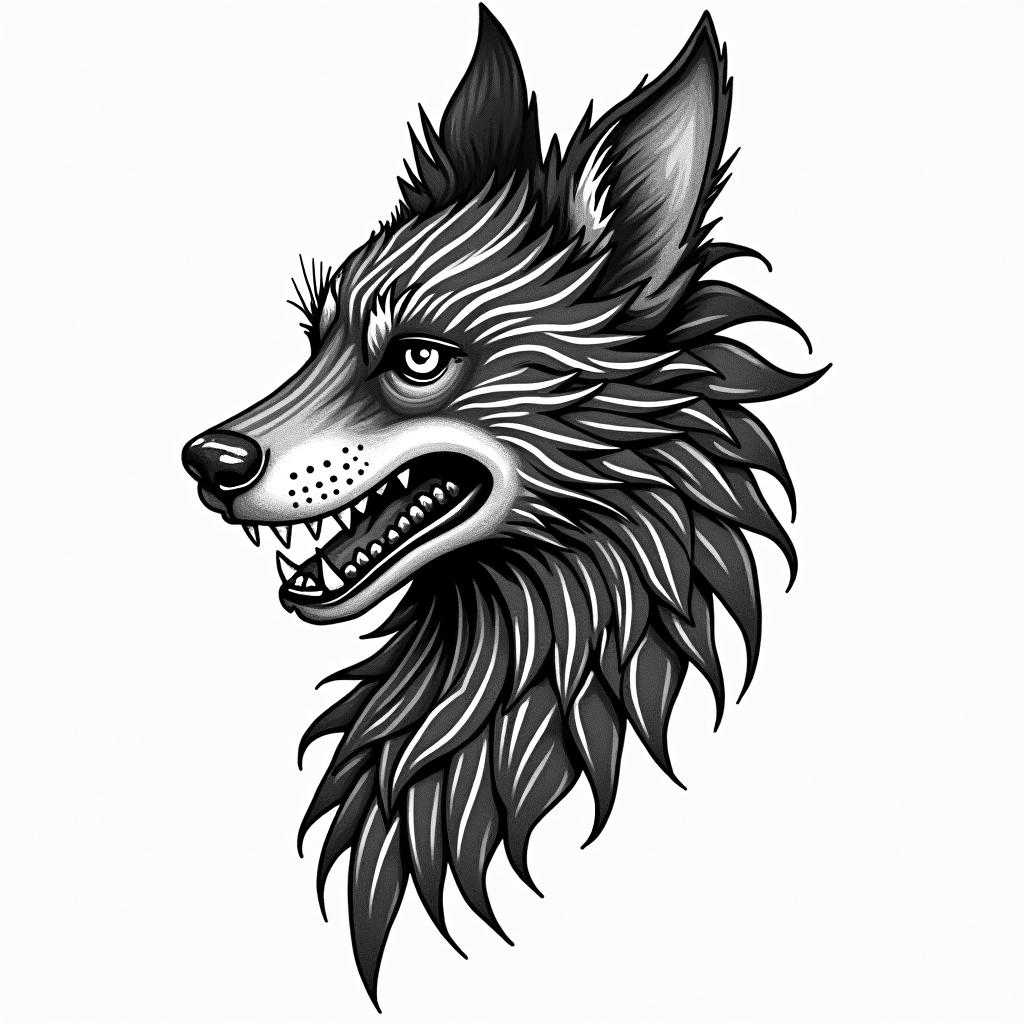 Zorro animalin authentic tattoo style, incorporating traditional modifications, bold black outlines, solid color fills, featuring classic authentic elements - Variation 2