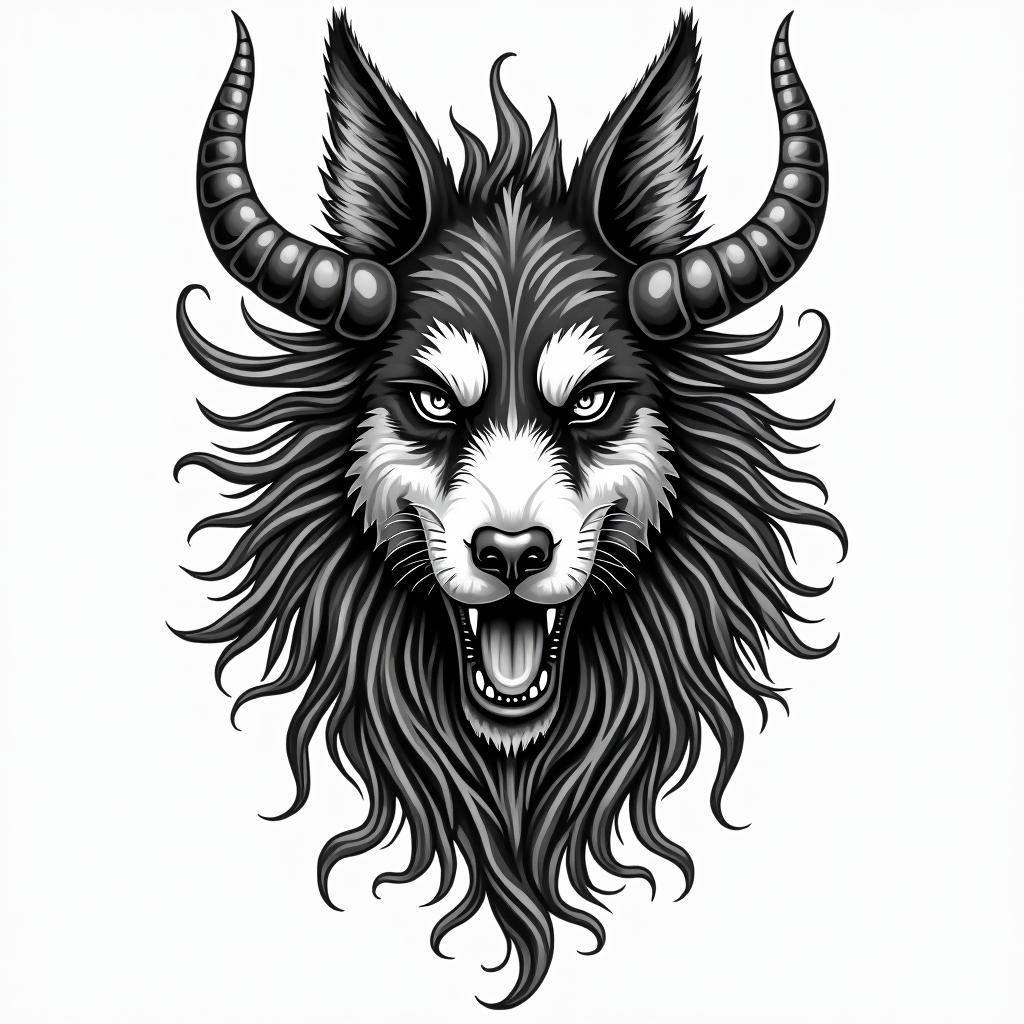 Zorro animalin authentic tattoo style, incorporating traditional modifications, bold black outlines, solid color fills, featuring classic authentic elements - Variation 4