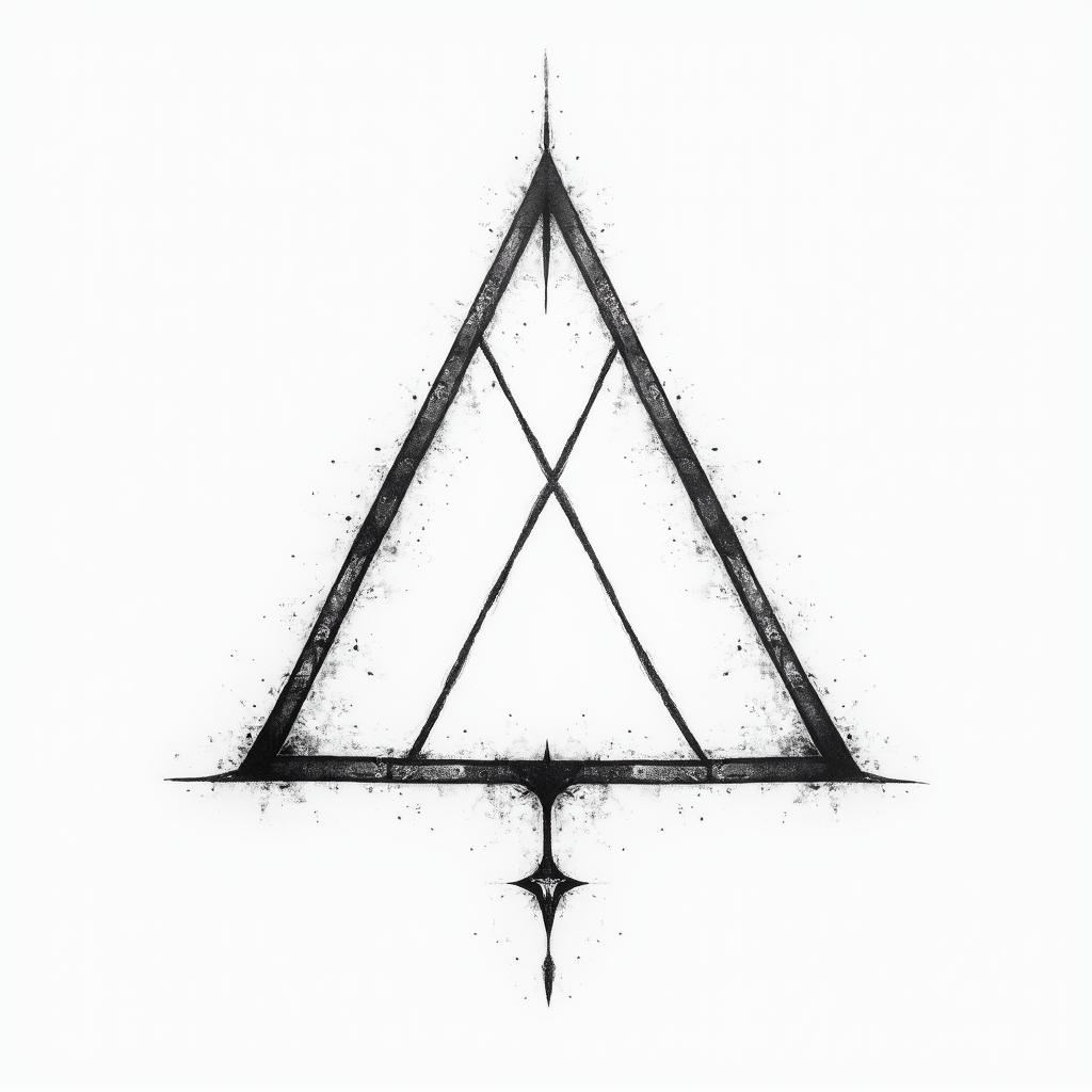 Simple triangle with a line throughin bohemian style tattoo, 8k - Variation 3