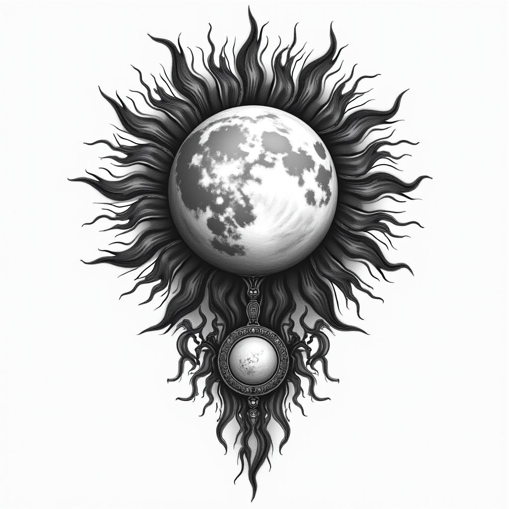 Infinite sun and moonhigly detailed tattoo