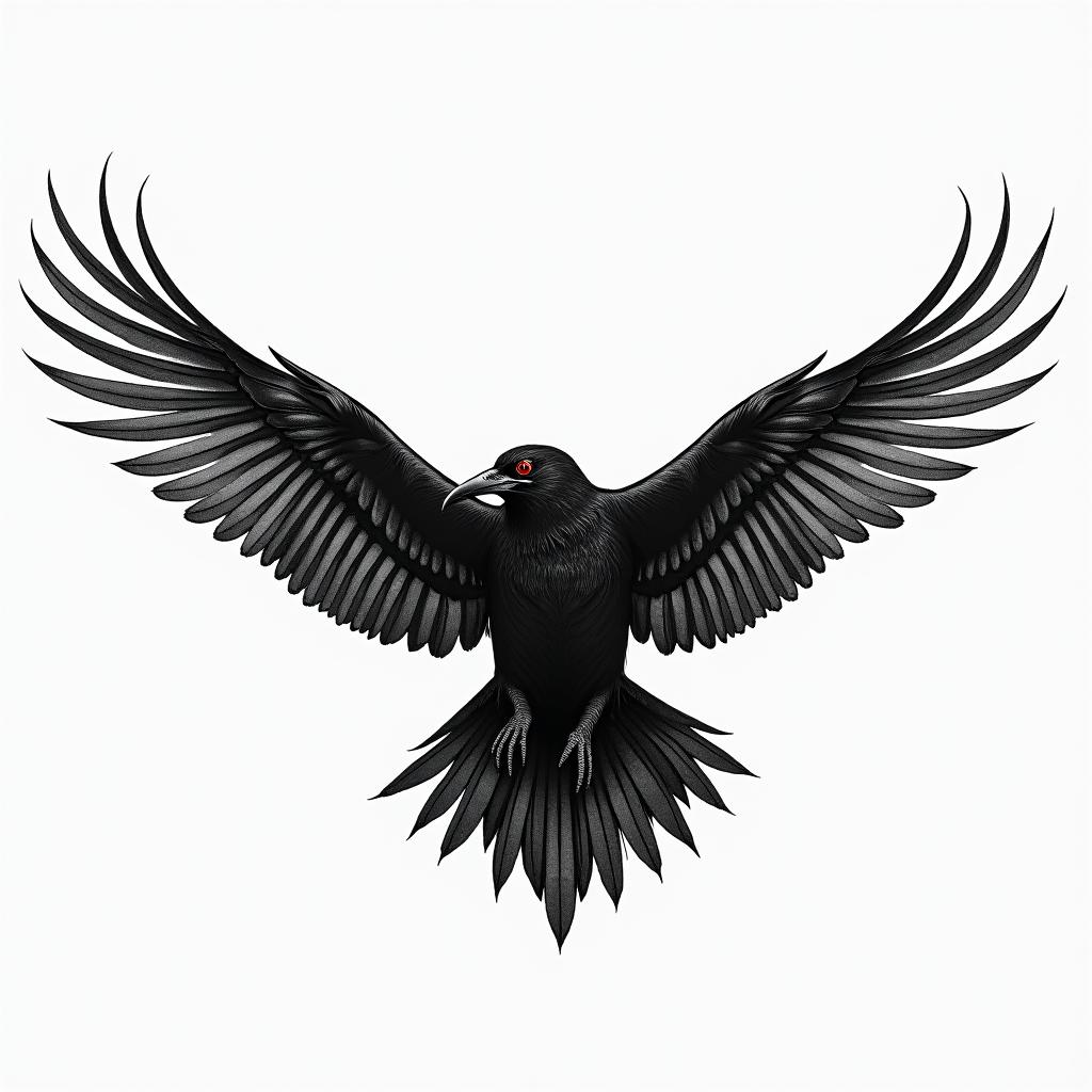Solitude, Crow, gothichigly detailed tattoo - Variation 1