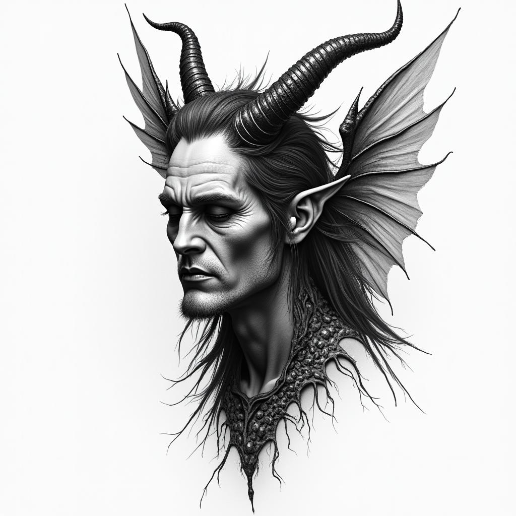 Lucifer paintinghigly detailed tattoo - Variation 2