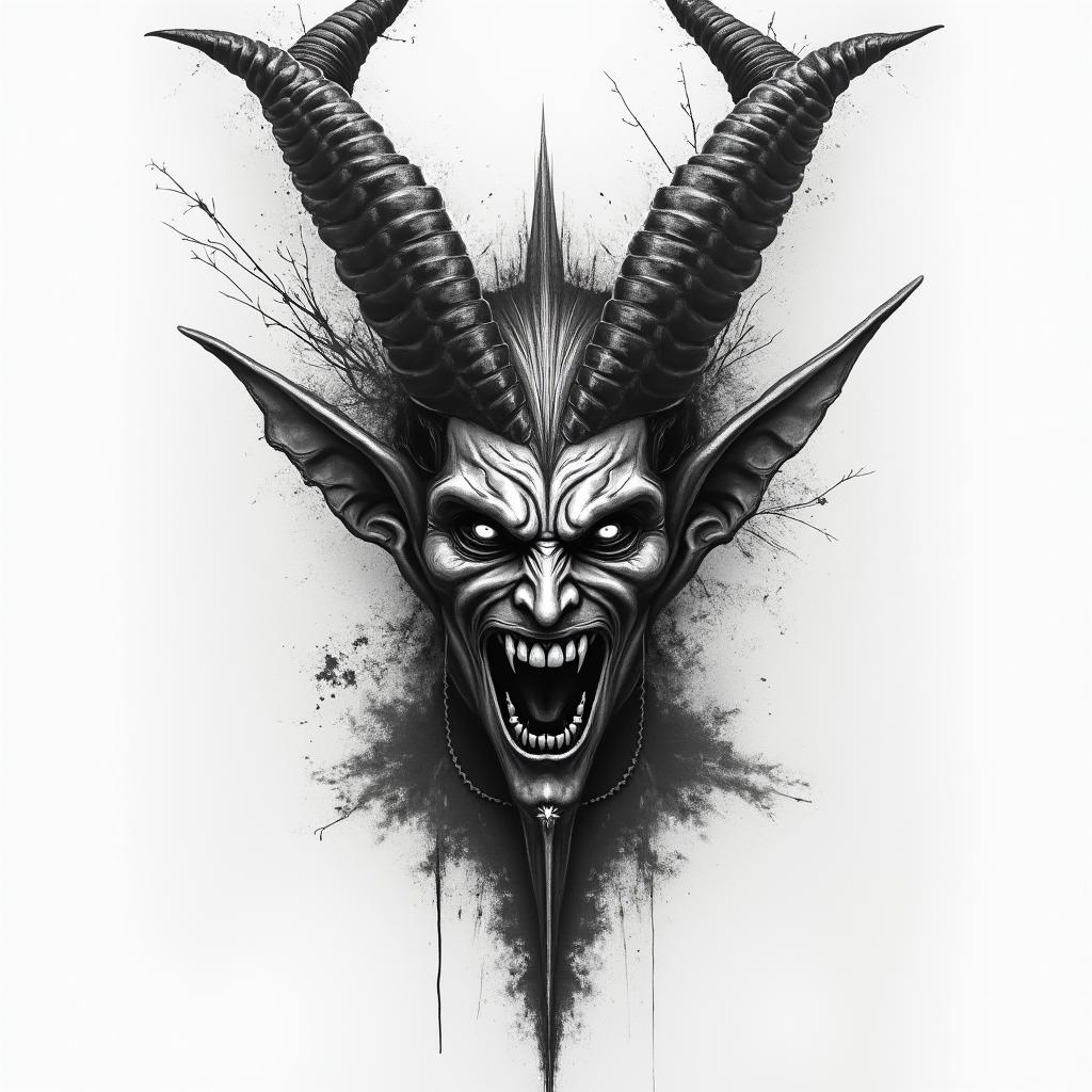 Lucifer paintinghigly detailed tattoo - Variation 4