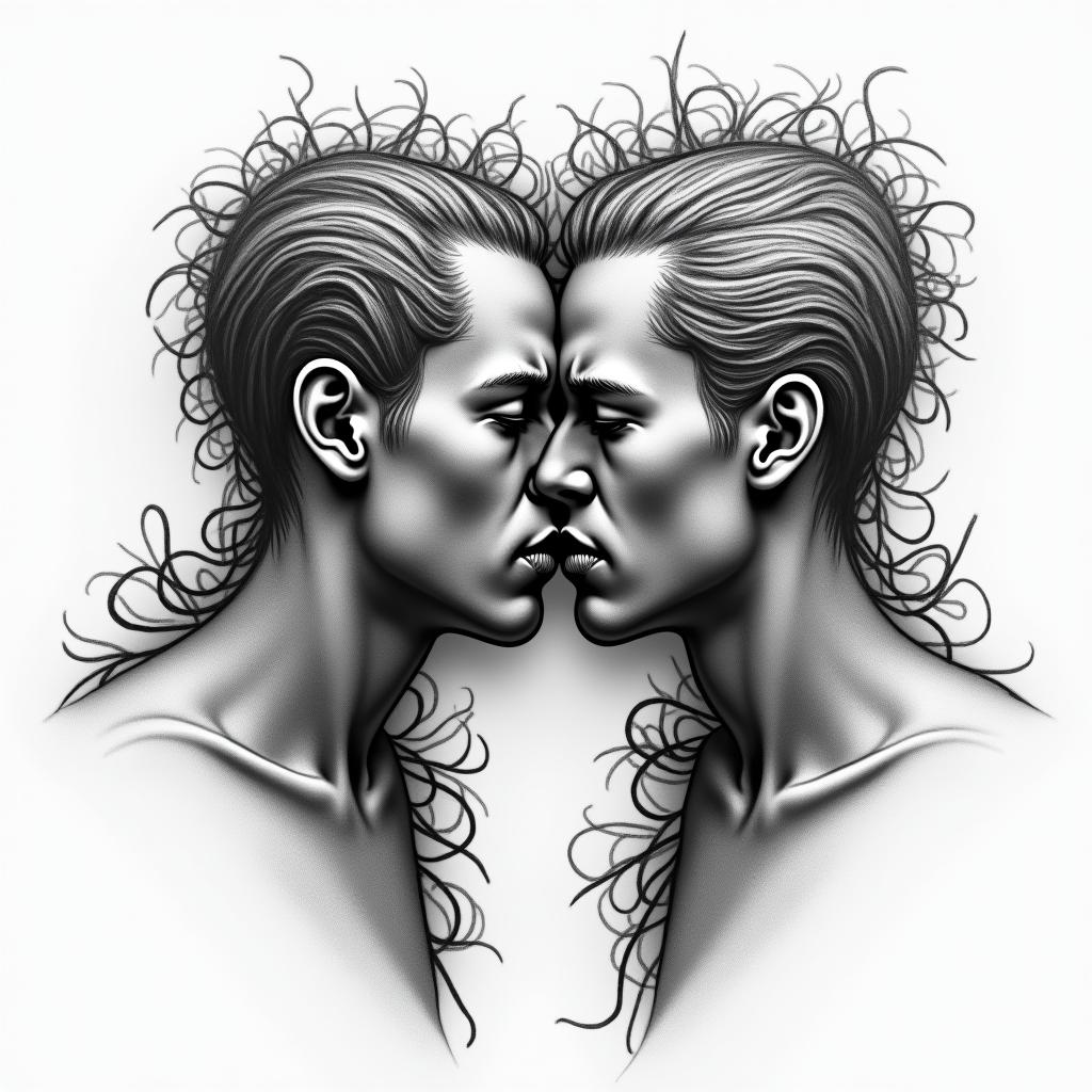 Fighting addiction and depressionhigly detailed tattoo