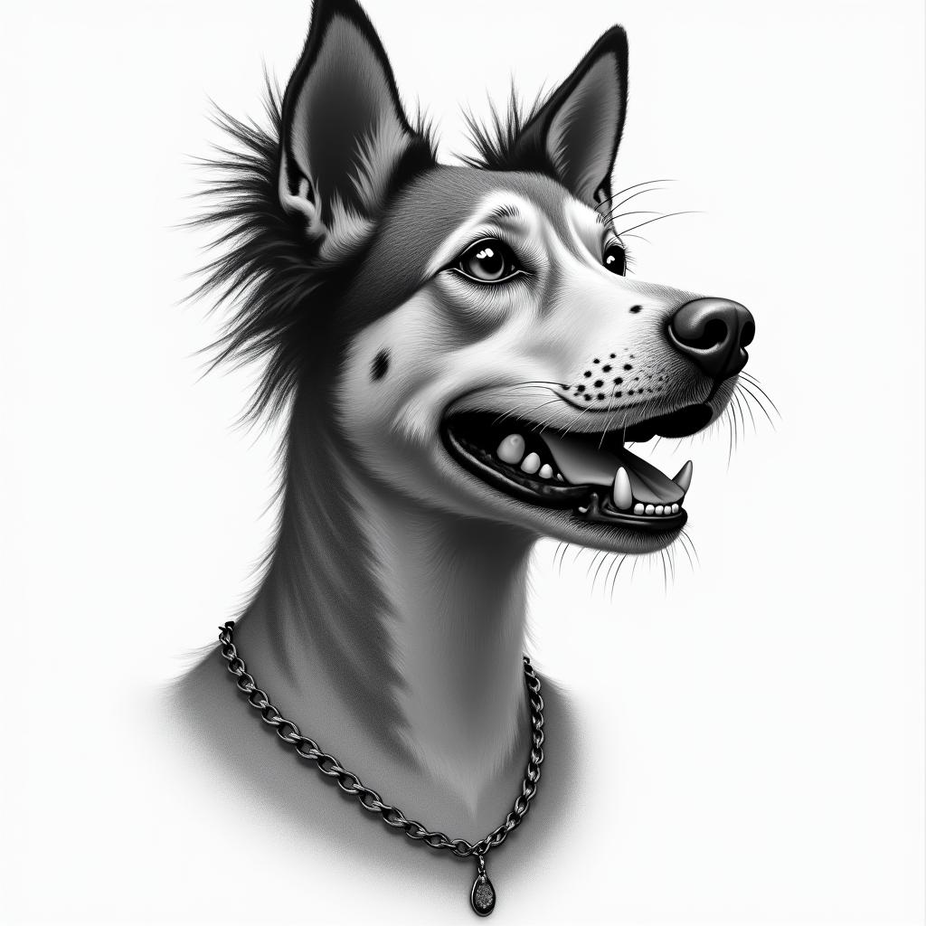 My name is Jaenne, I was born on 06/14/1991, I am from Macapá. I work with animals, dogs and cats. My zodiac sign is Gemini, I have a strong personality, zero patience. I have a daughter named Alice and a pet named Gasparzinho.in portrait tattoo style, featuring a highly realistic and detailed depiction 