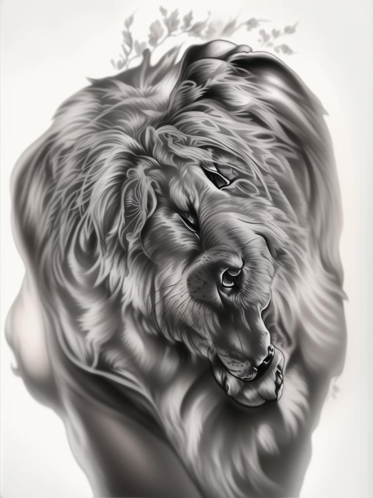 A highly detailed and lifelike composition, tattoo art, realism style, ultra-high resolution, smooth gradients and intricate textures, monochromatic black-and-gray tones, diffused soft lighting for natural depth.undefined - Variation 23