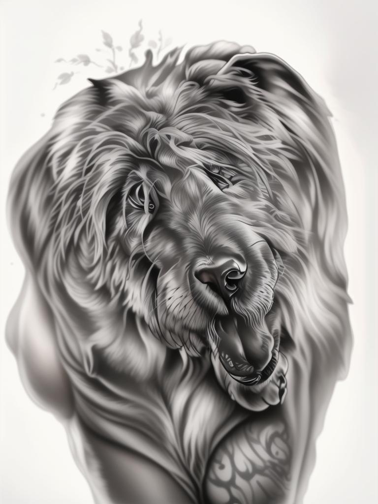 A highly detailed and lifelike composition, tattoo art, realism style, ultra-high resolution, smooth gradients and intricate textures, monochromatic black-and-gray tones, diffused soft lighting for natural depth.undefined - Variation 15