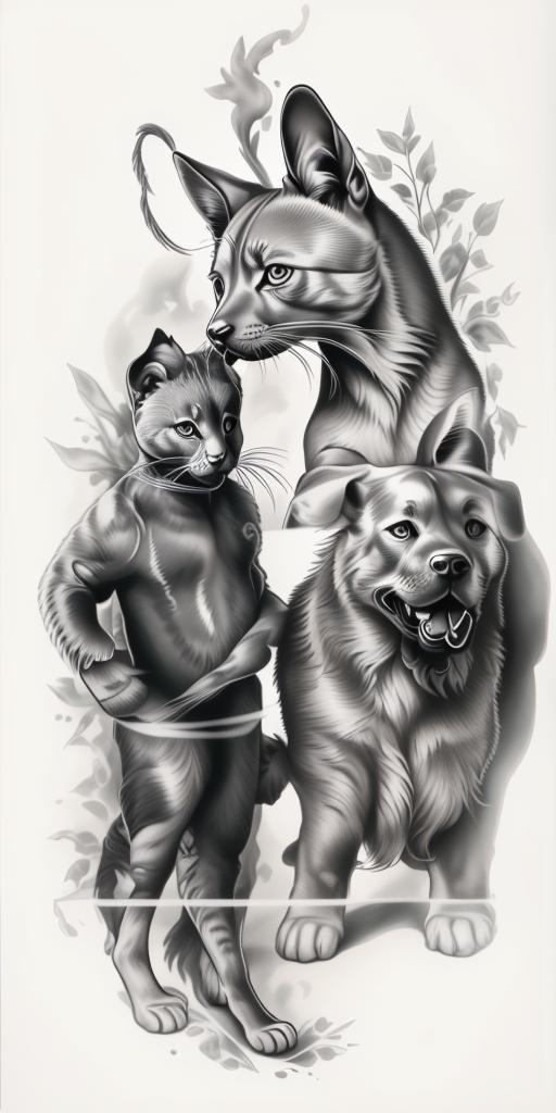 A highly detailed and lifelike composition, tattoo art, realism style, ultra-high resolution, smooth gradients and intricate textures, monochromatic black-and-gray tones, diffused soft lighting for natural depth.undefined - Variation 13