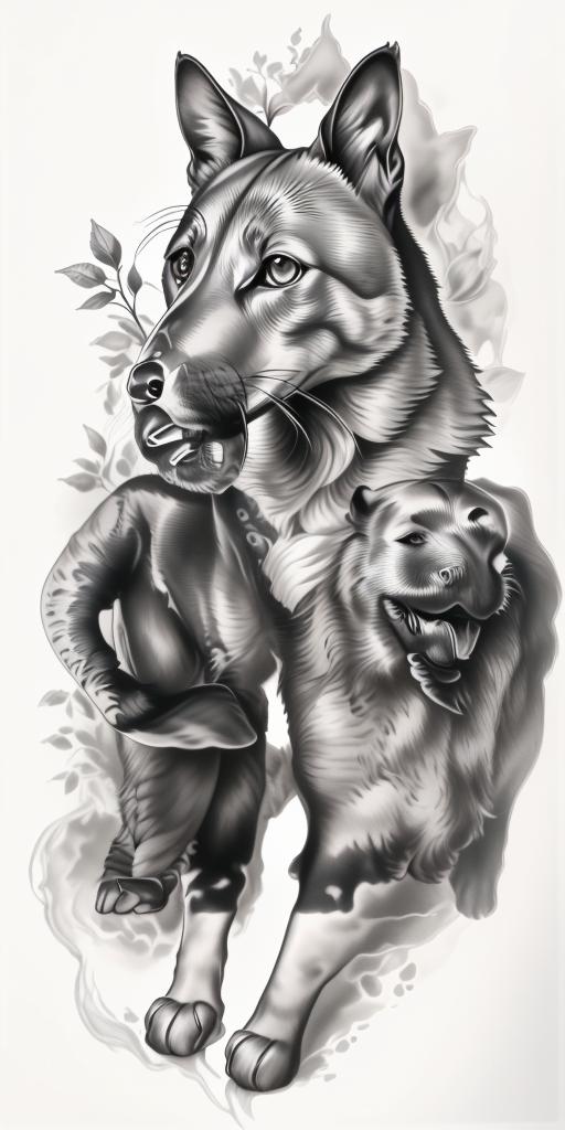 A highly detailed and lifelike composition, tattoo art, realism style, ultra-high resolution, smooth gradients and intricate textures, monochromatic black-and-gray tones, diffused soft lighting for natural depth.undefined - Variation 14