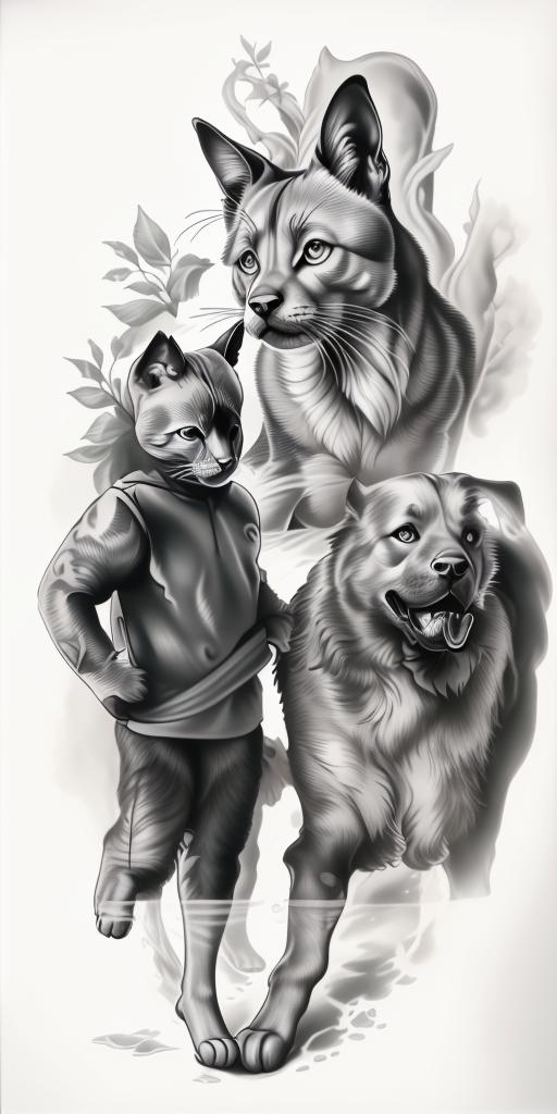 A highly detailed and lifelike composition, tattoo art, realism style, ultra-high resolution, smooth gradients and intricate textures, monochromatic black-and-gray tones, diffused soft lighting for natural depth.undefined - Variation 18