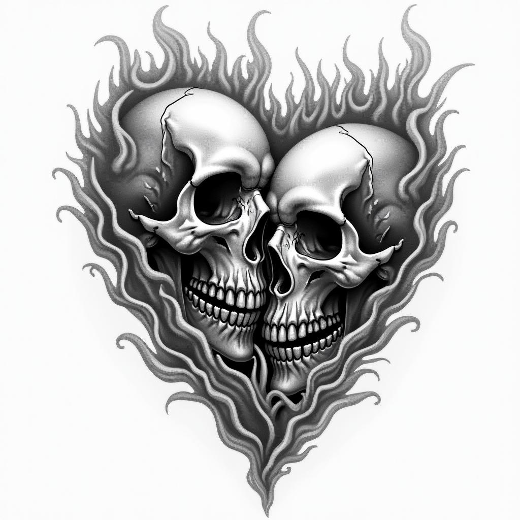 Skull Fire Brigade Lovehigly detailed tattoo - Variation 4
