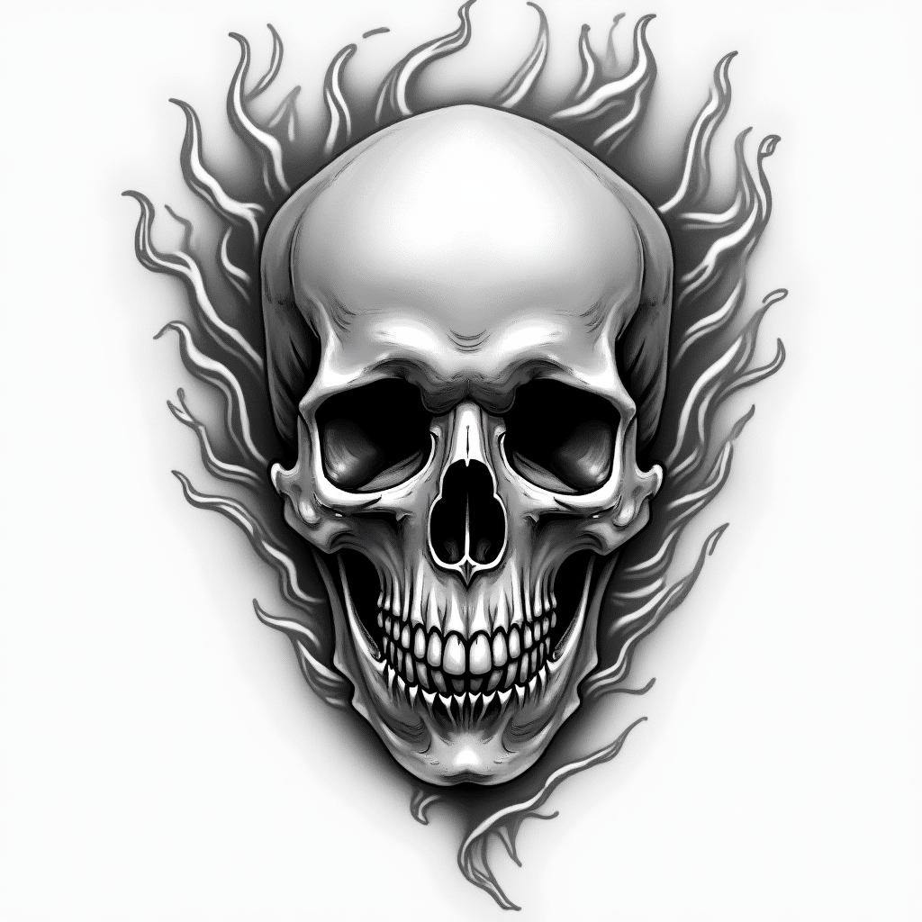 Skull Fire Brigade Lovehigly detailed tattoo - Variation 3