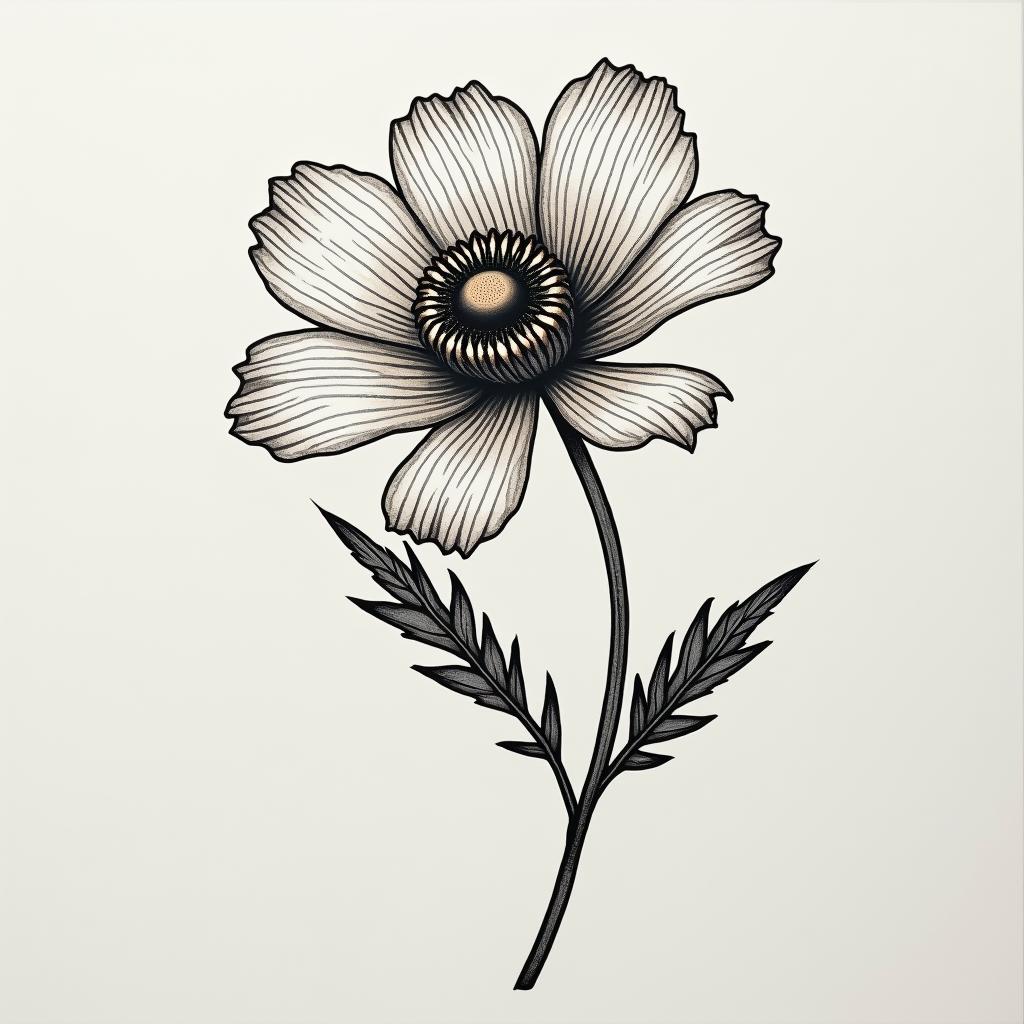 Tiny golden poppy behind-the-ear tattoohigly detailed tattoo - Variation 4