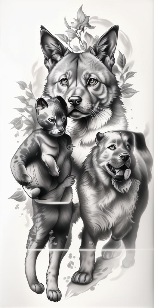 A highly detailed and lifelike composition, tattoo art, realism style, ultra-high resolution, smooth gradients and intricate textures, monochromatic black-and-gray tones, diffused soft lighting for natural depth.undefined - Variation 12