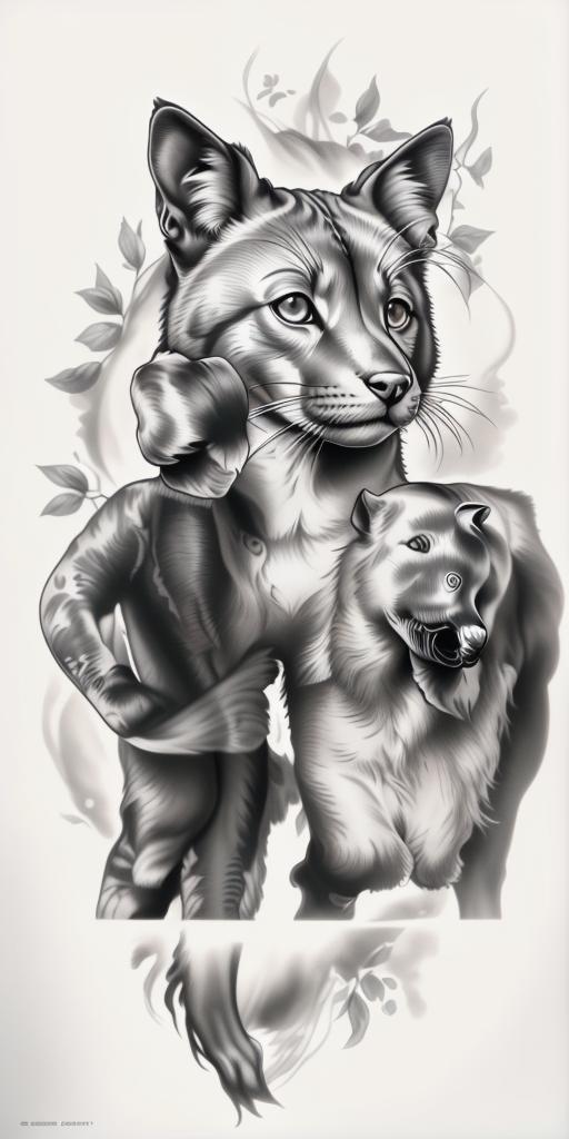 A highly detailed and lifelike composition, tattoo art, realism style, ultra-high resolution, smooth gradients and intricate textures, monochromatic black-and-gray tones, diffused soft lighting for natural depth.undefined - Variation 9