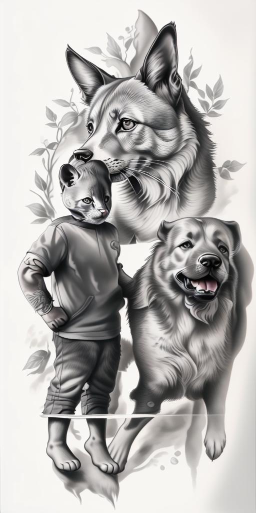 A highly detailed and lifelike composition, tattoo art, realism style, ultra-high resolution, smooth gradients and intricate textures, monochromatic black-and-gray tones, diffused soft lighting for natural depth.undefined - Variation 11