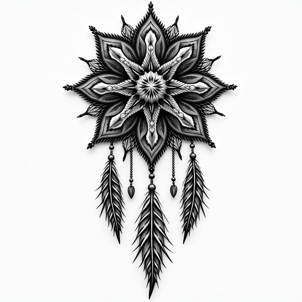 Dream catcherhigly detailed tattoo - Variation 4