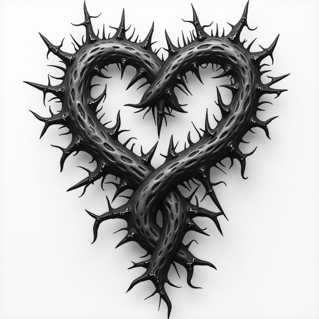 A realistic tattoo design featuring intertwined thorns and scars, symbolizing the painful journey of fighting gambling addiction. The image conveys the life-threatening nature of the struggle, with a focus on resilience and strength in recovery. Incorporate dark, deep colors to evoke intense emotions and highlight the contrast between pain and hope.higly detailed tattoo - Variation 4