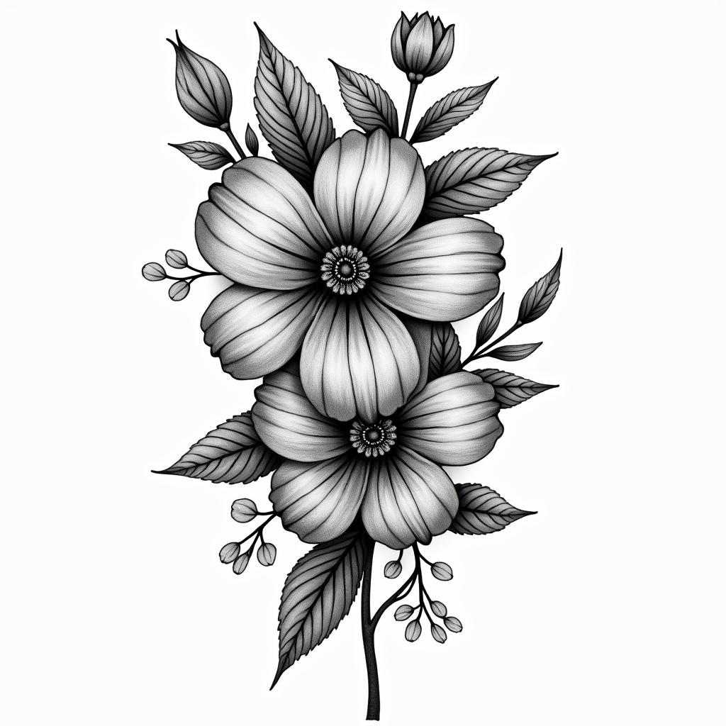 Farm meets floralhigly detailed tattoo