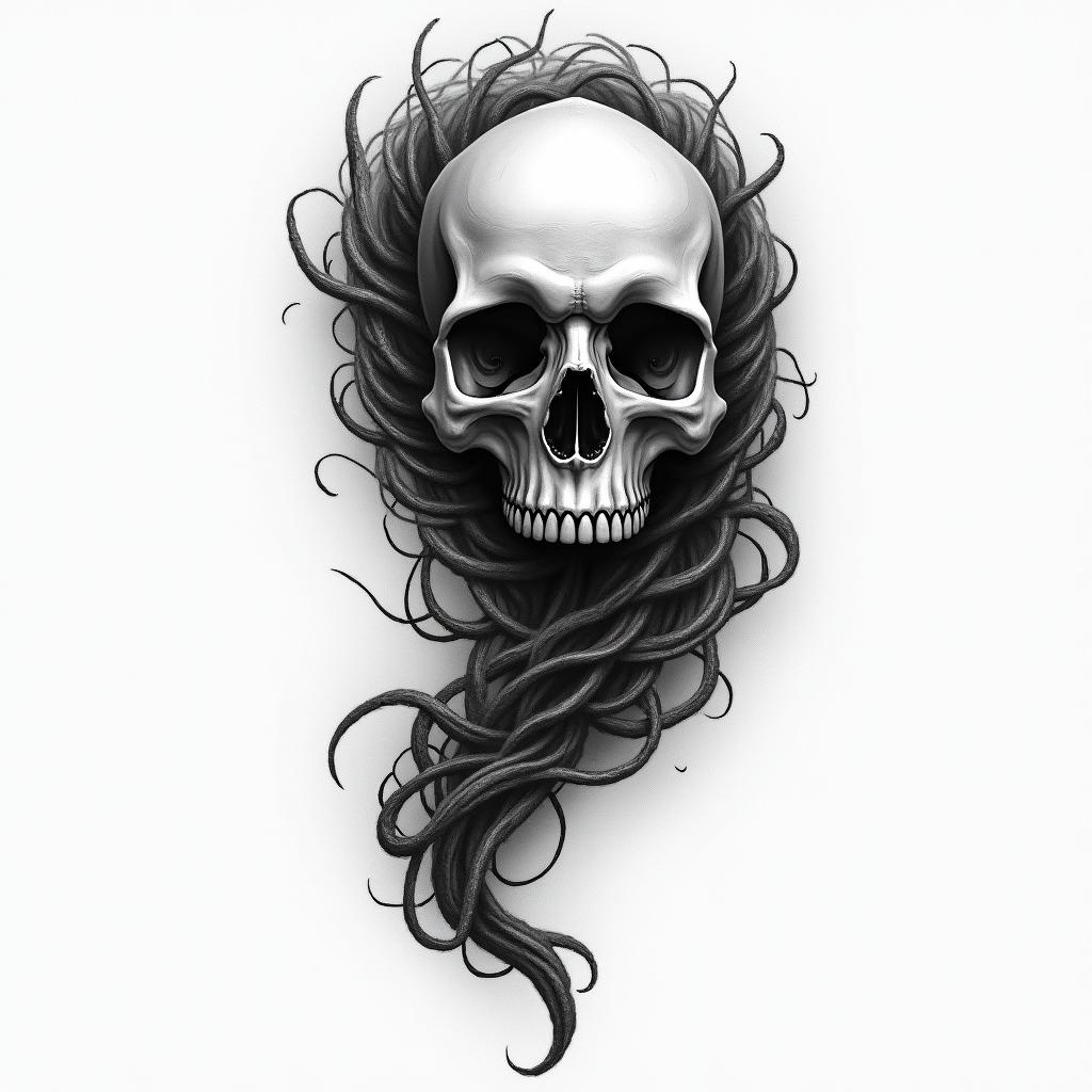 Zeit, Ghost, tot, lebenhigly detailed tattoo - Variation 3