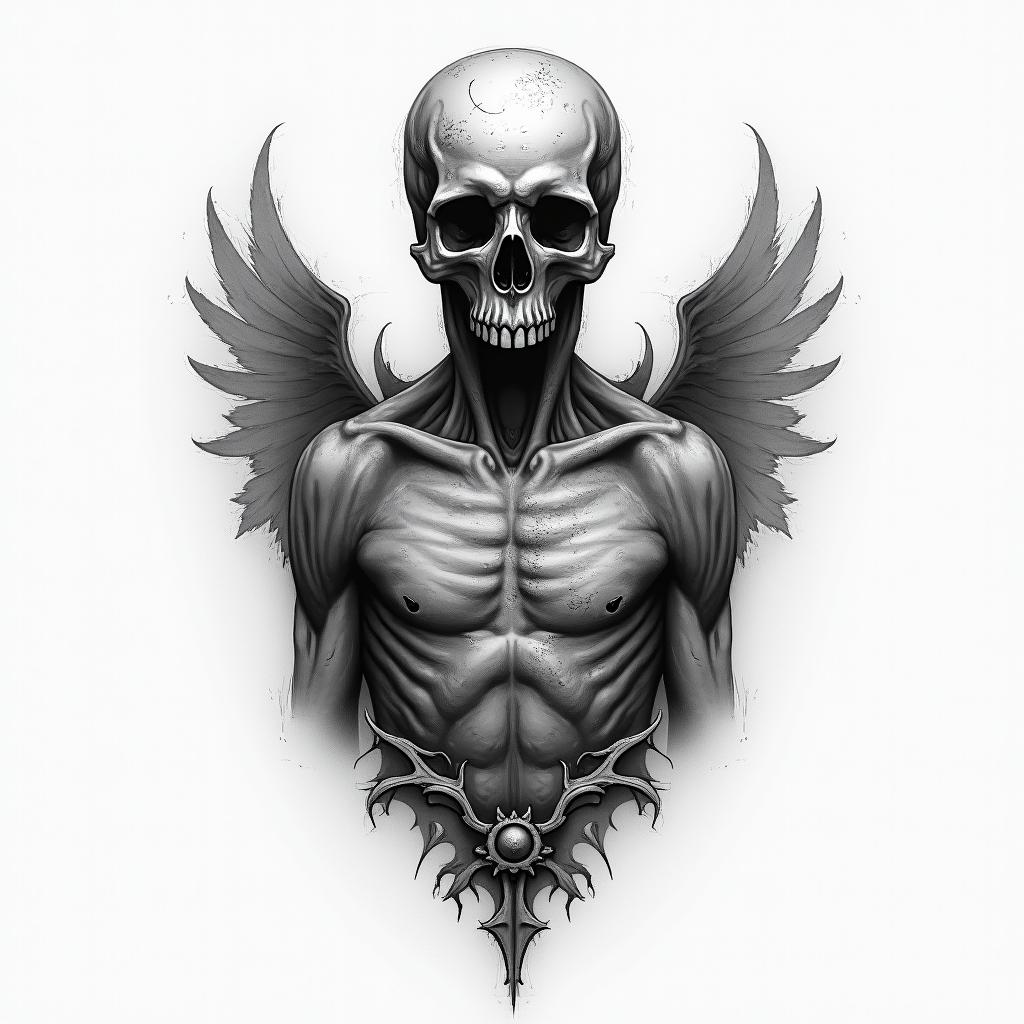 Zeit, Ghost, tot, lebenhigly detailed tattoo - Variation 4