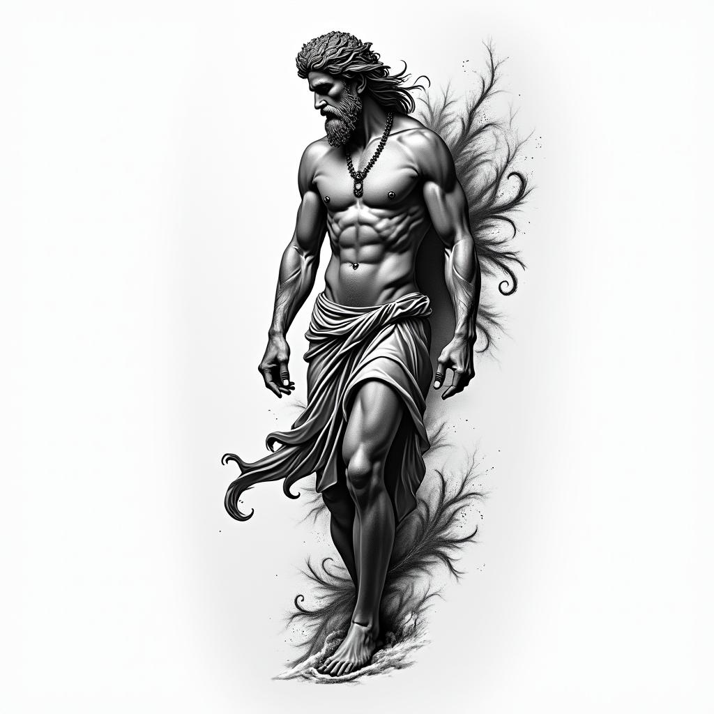 Asclepius Greek mythologyhigly detailed tattoo