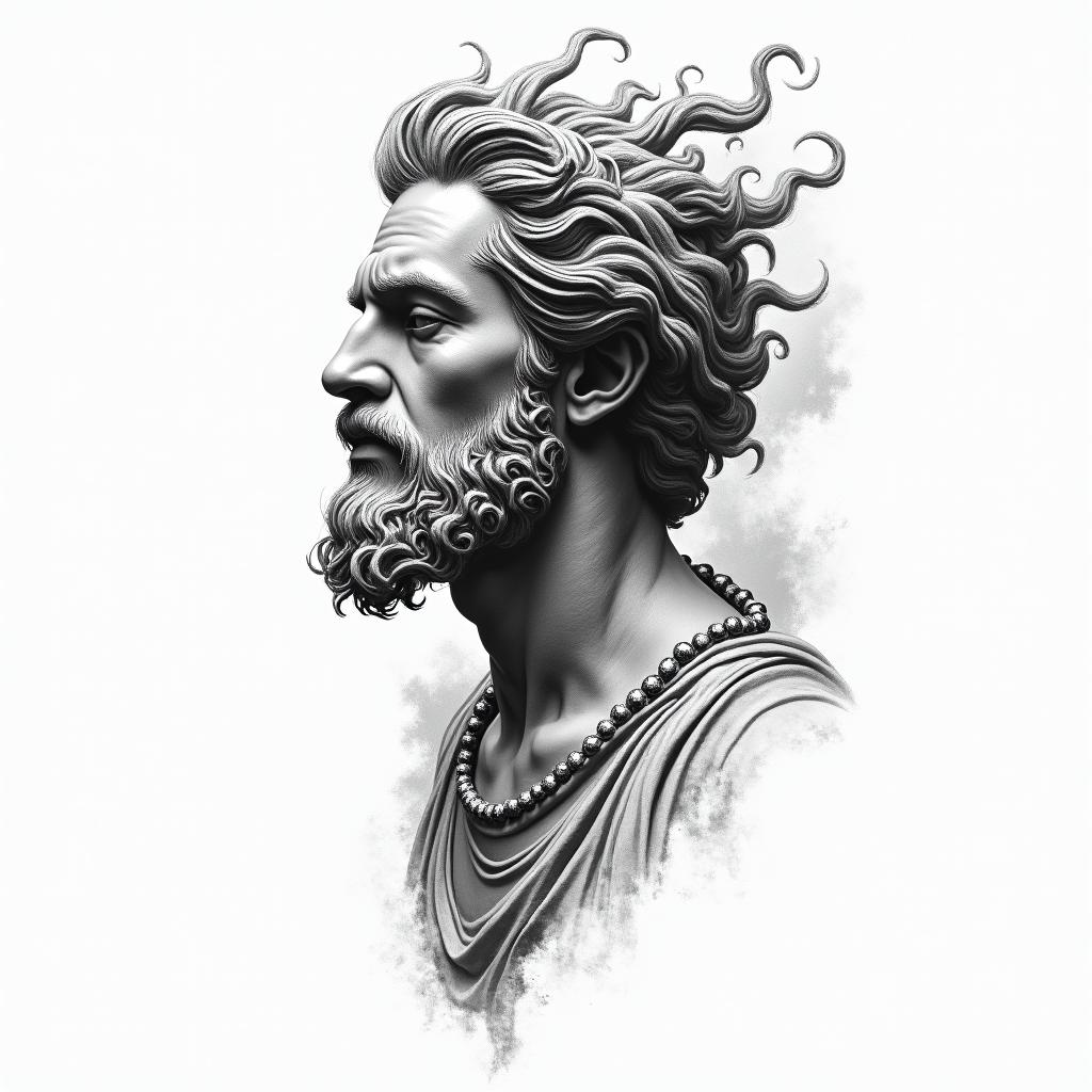 Asclepius Greek mythologyhigly detailed tattoo - Variation 3
