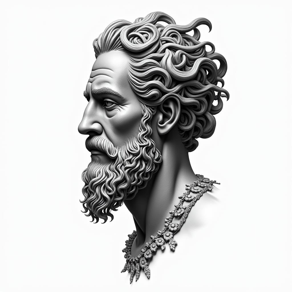 Asclepius Greek mythologyhigly detailed tattoo - Variation 4