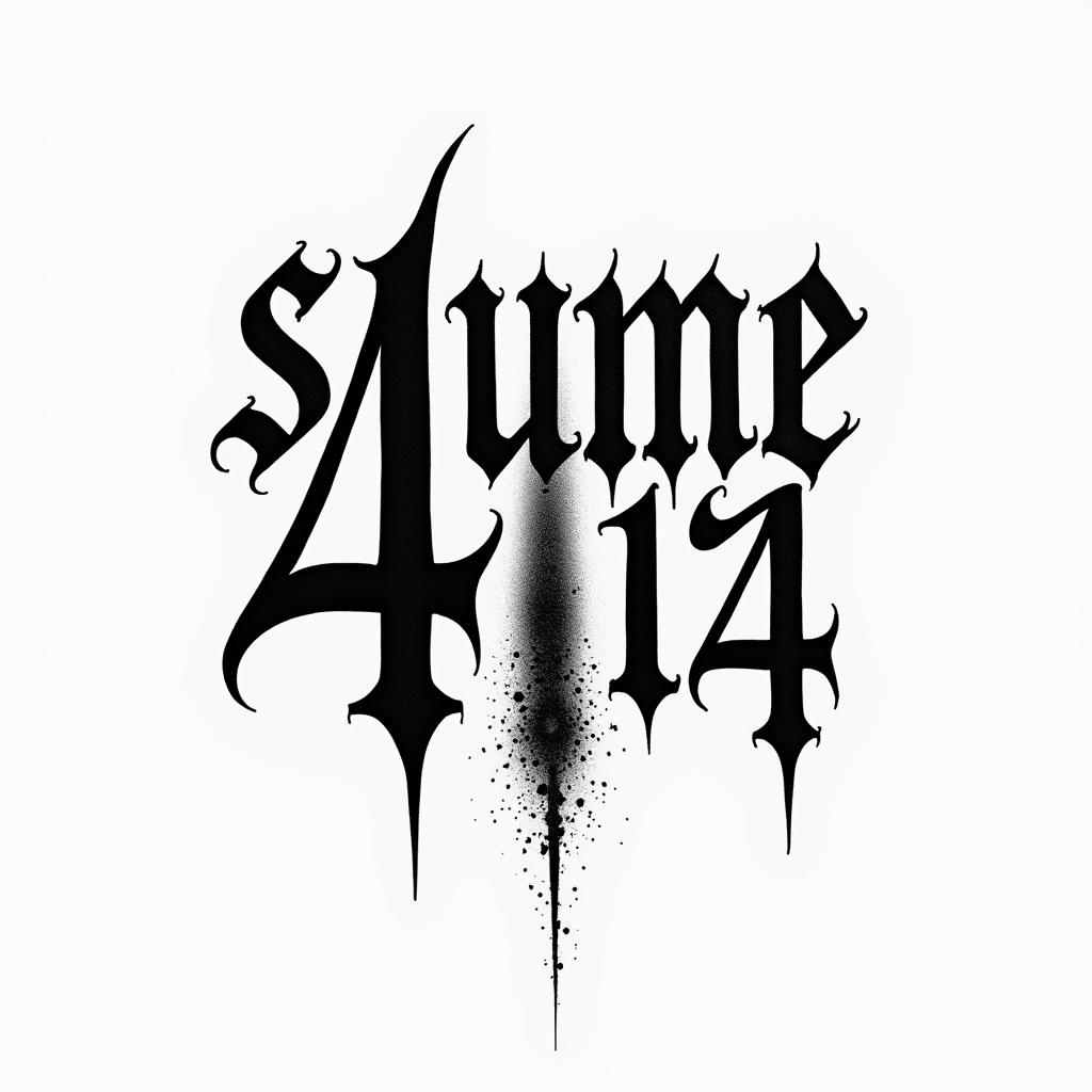 Sum 41text-based tattoo, gothic font ultra-realistic, perfectly placed, high-quality font design, photo-realistic shading, 8k, high quality, finely detailed typography - Variation 4