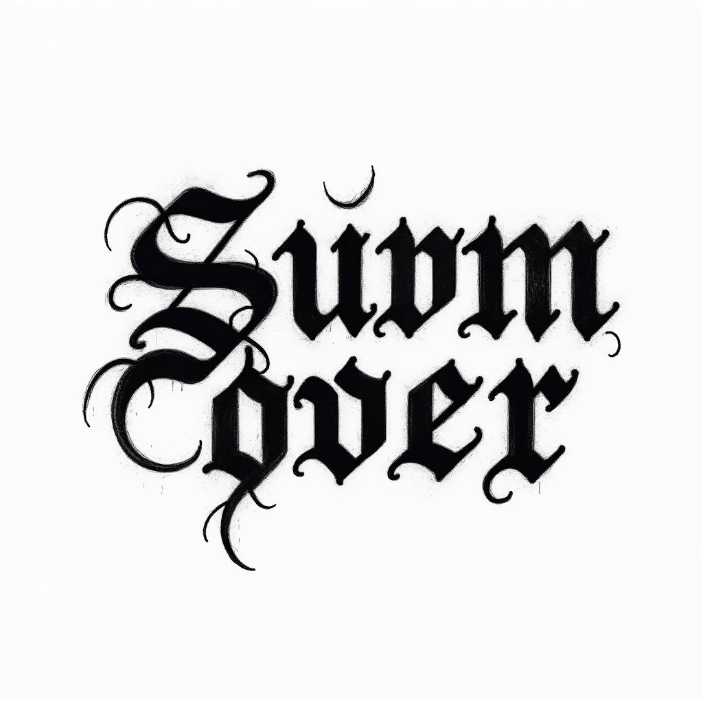 Sum 41text-based tattoo, gothic font ultra-realistic, perfectly placed, high-quality font design, photo-realistic shading, 8k, high quality, finely detailed typography - Variation 3