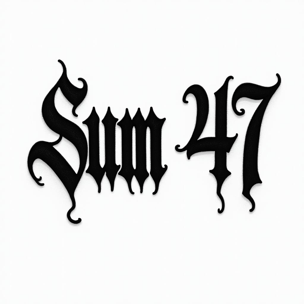 Sum 41text-based tattoo, gothic font ultra-realistic, perfectly placed, high-quality font design, photo-realistic shading, 8k, high quality, finely detailed typography - Variation 2