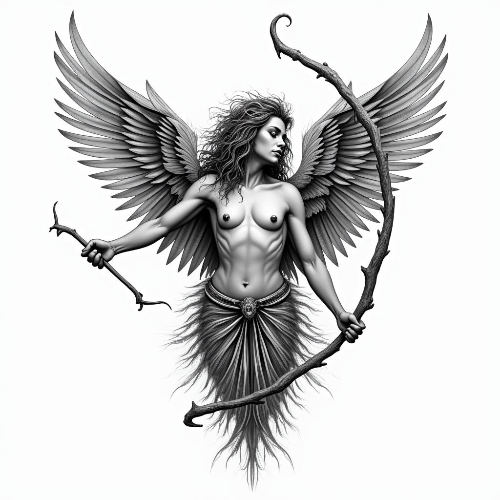 Christina, Sagittarius, Germanyin new school tattoo, pop culture, modern, detailed tattoo, illustrative - Variation 8