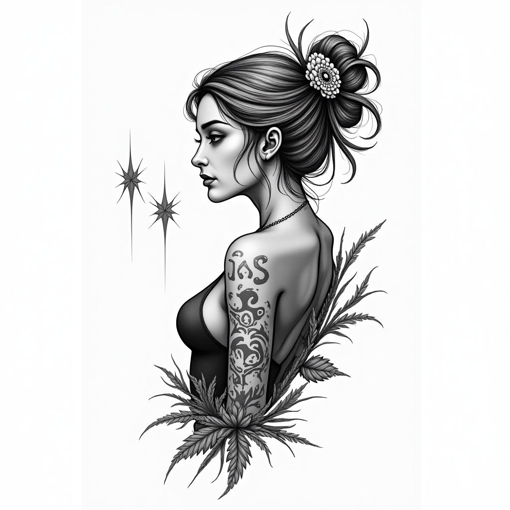 Christina, Sagittarius, Germanyin new school tattoo, pop culture, modern, detailed tattoo, illustrative - Variation 6