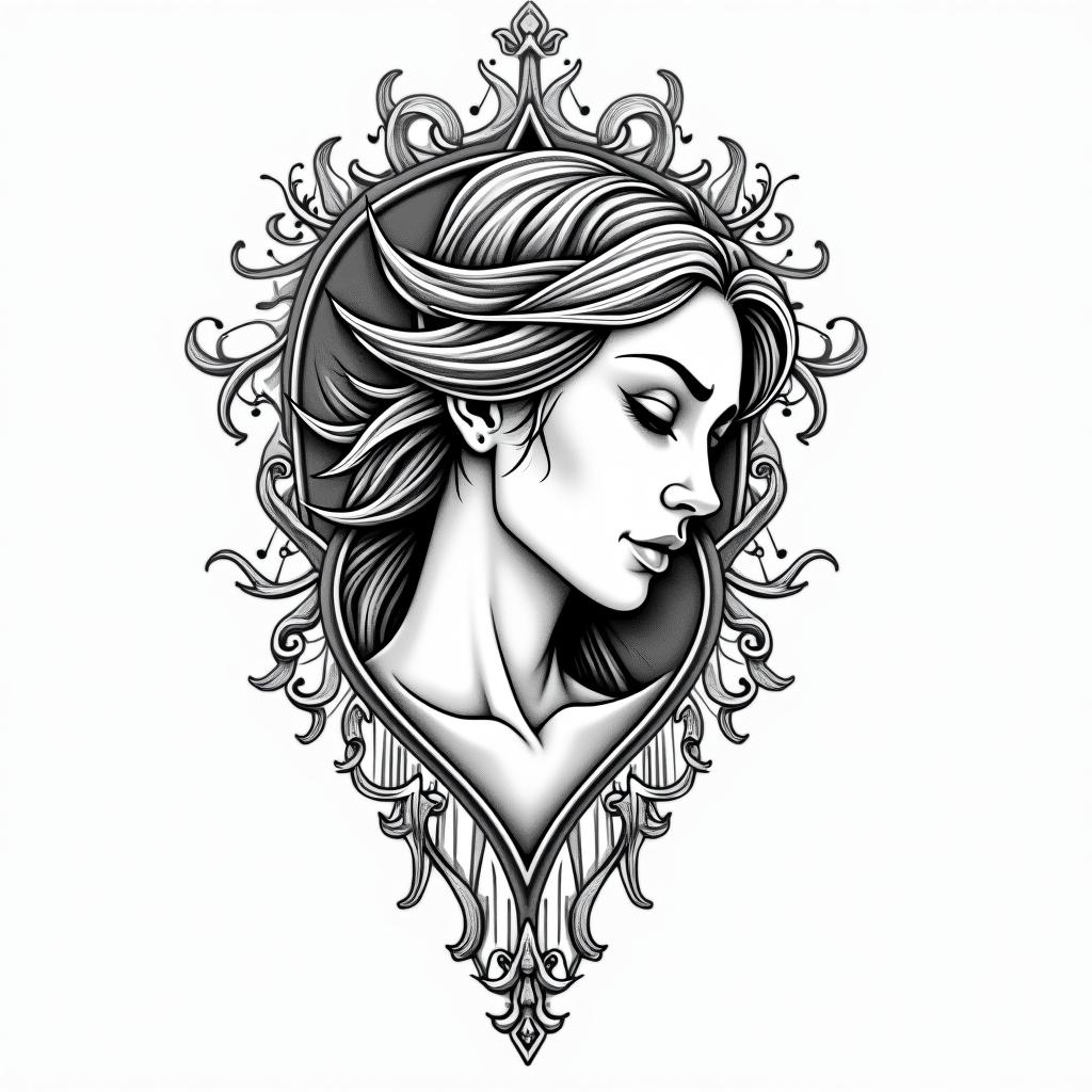 Christina, Sagittarius, Germanyin new school tattoo, pop culture, modern, detailed tattoo, illustrative - Variation 3