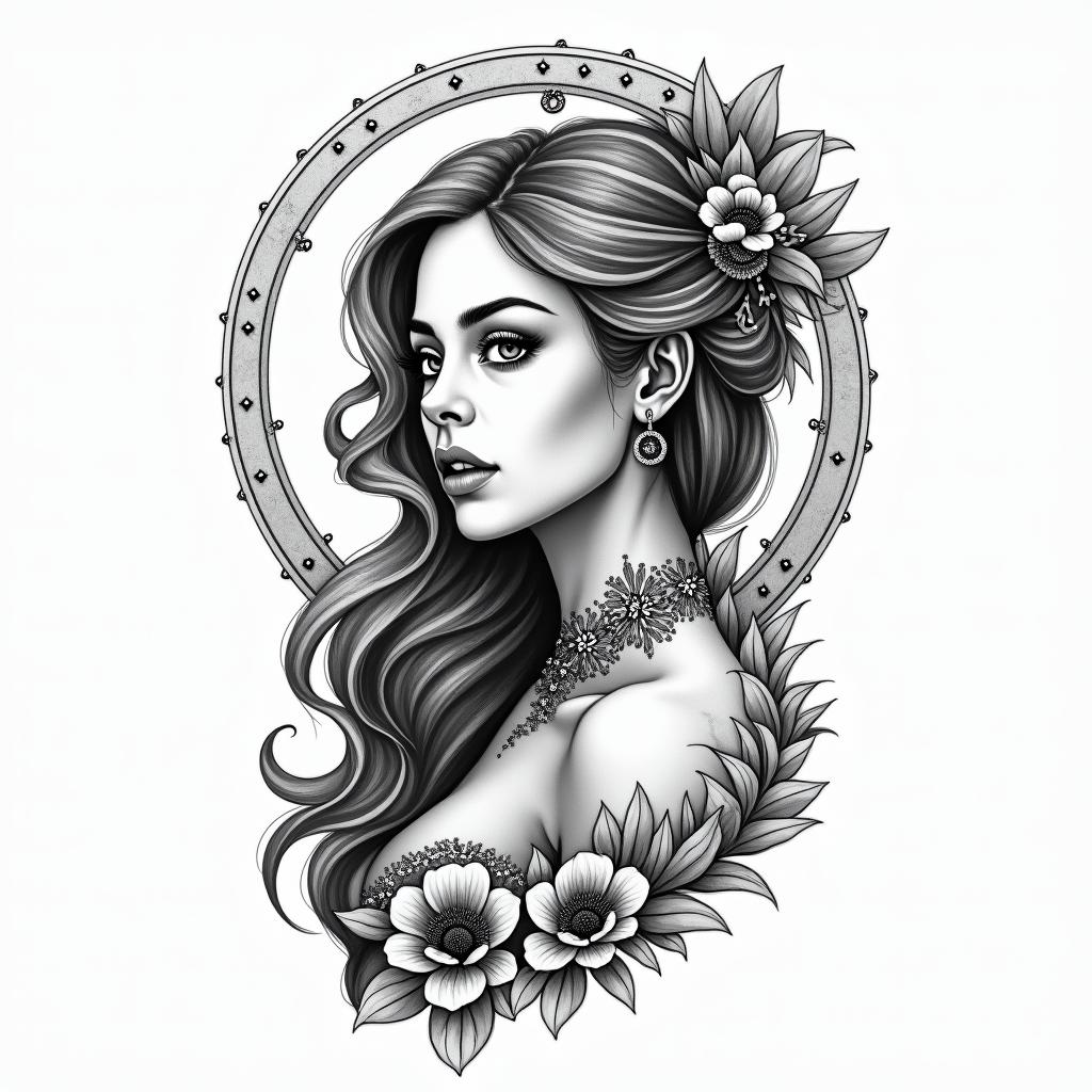 Christina, Sagittarius, Germanyin new school tattoo, pop culture, modern, detailed tattoo, illustrative - Variation 4