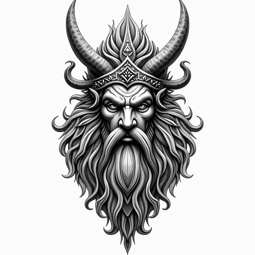 Nordic godshigly detailed tattoo - Variation 1
