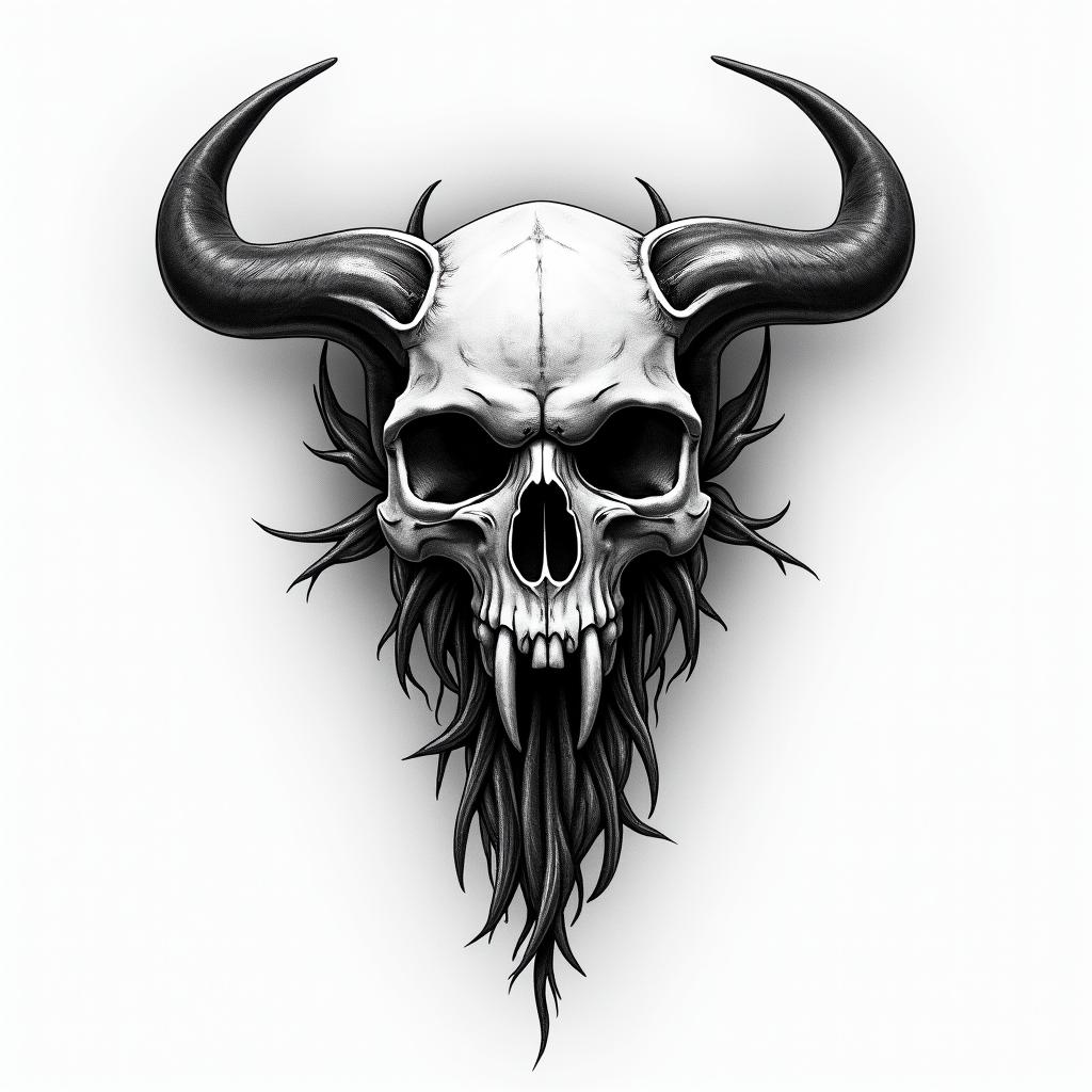 Onyx skullhigly detailed tattoo