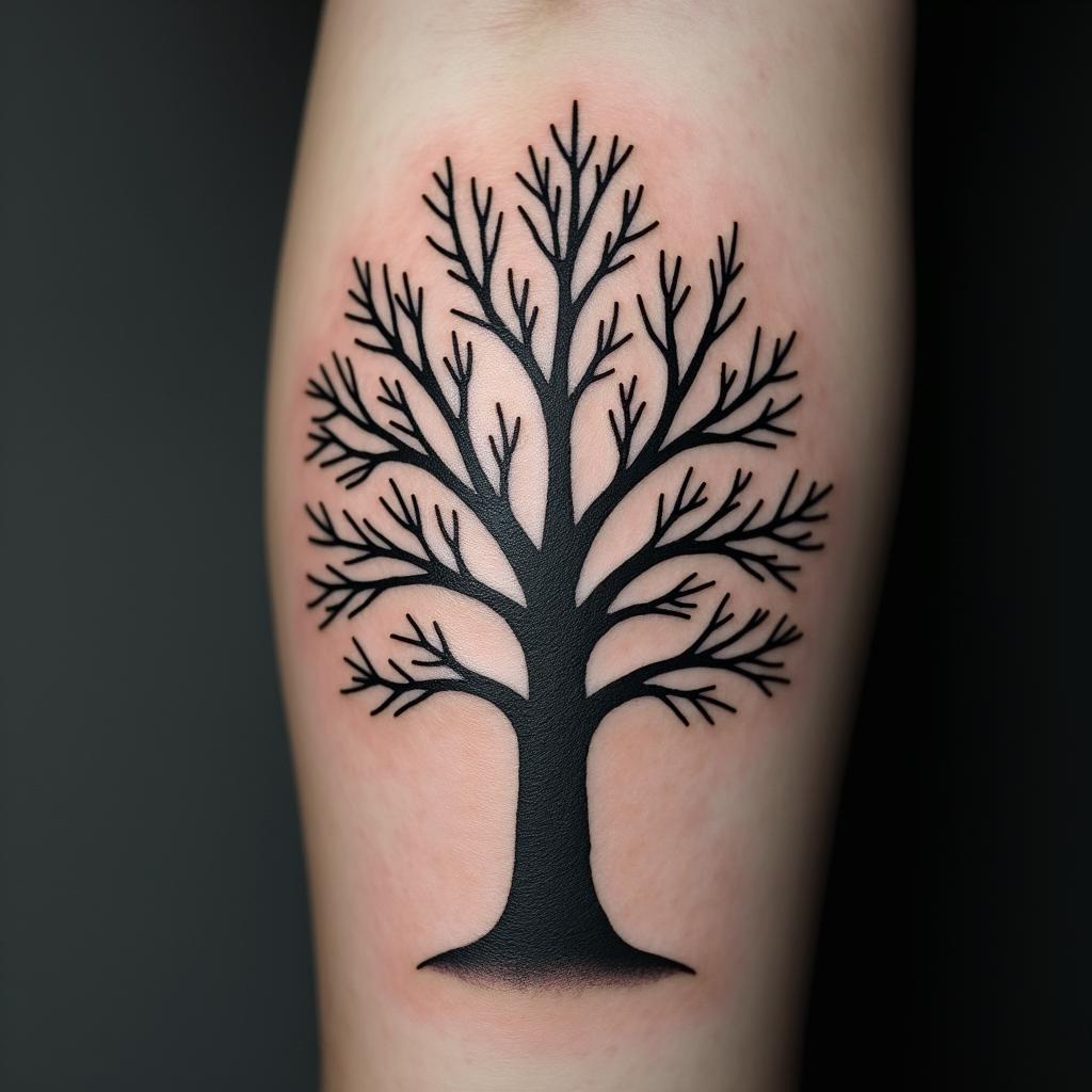 Family tree with the names Tia, Tristan, Tyler, Sylvia, Marnice, and marvinhigly detailed tattoo - Variation 3