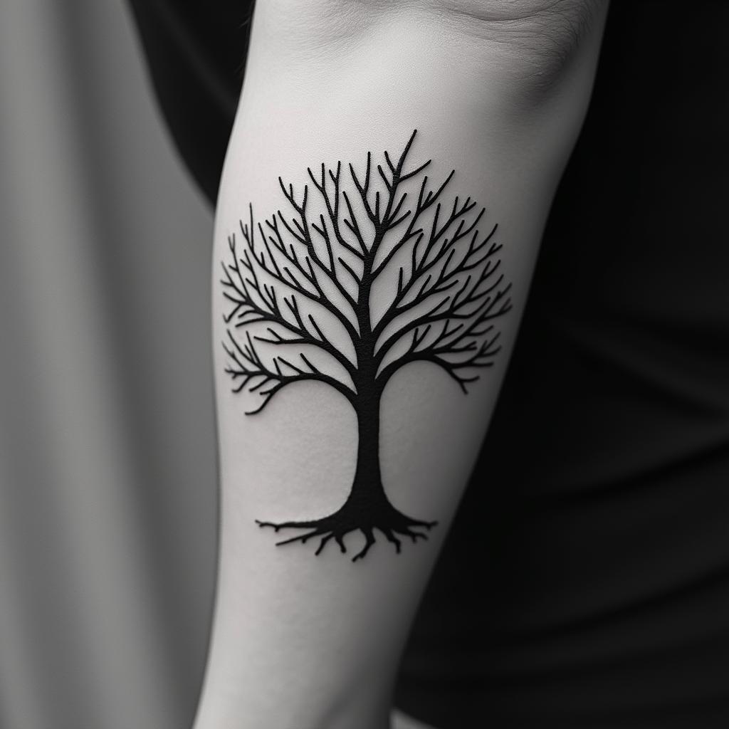 Family tree with the names Tia, Tristan, Tyler, Sylvia, Marnice, and marvinhigly detailed tattoo - Variation 4