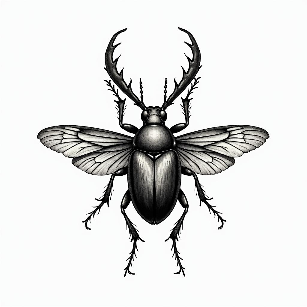 Garden beetlehigly detailed tattoo - Variation 2