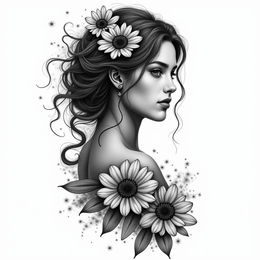 Christina Sagittarius Germanyin bohemian style tattoo, 8k