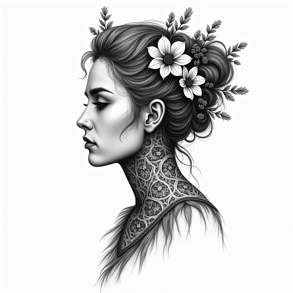 Christina Sagittarius Germanyin bohemian style tattoo, 8k - Variation 4