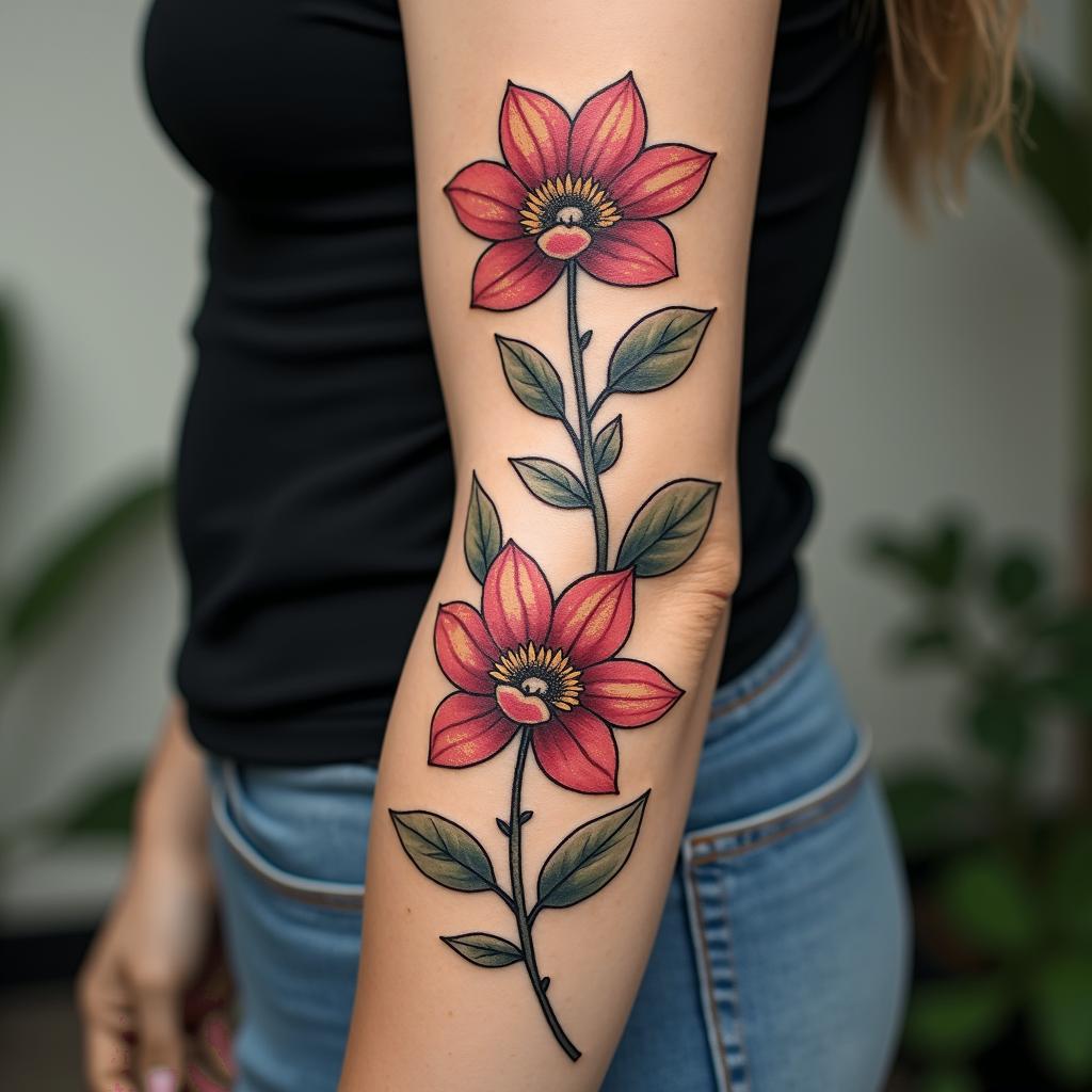 Flowers with the phrases "she gave me life" "he gave me purpose" "she gave me strength"in new school tattoo, pop culture, modern, detailed tattoo, illustrative - Variation 3