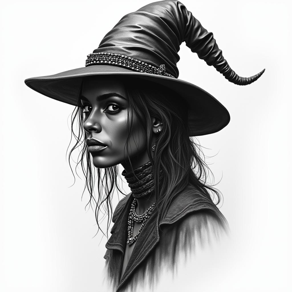 Urban African American witchhigly detailed tattoo - Variation 3